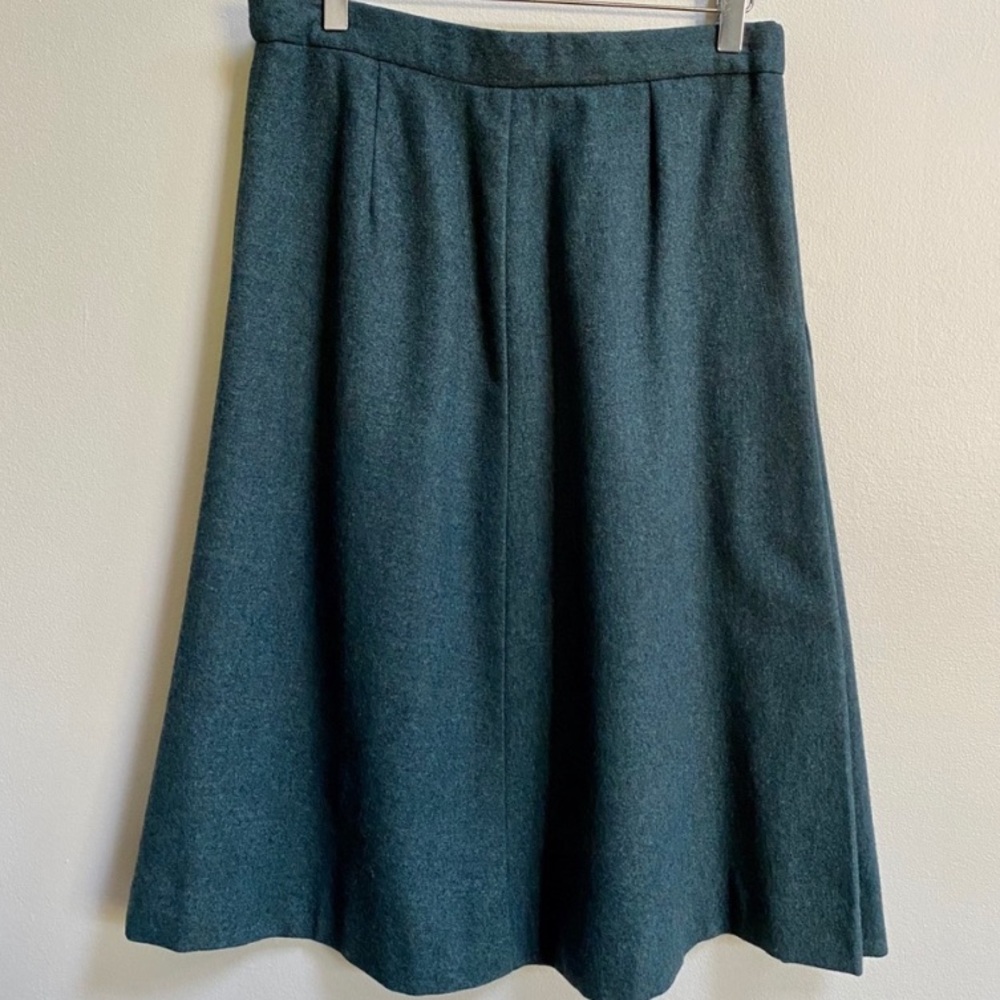 Vintage Pendelton Green Pleated Seam Wool Skirt